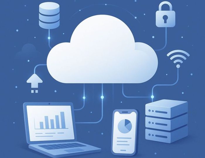 Sơ đồ mạng lưới bảo vệ thiết bị đầu cuối (Endpoint Protection) kết nối các thiết bị với hệ thống đám mây an toàn.